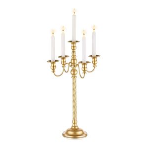 Support de chandelier en laiton antique à 5 lumières, finition élégante, avec tiges torsadées, en métal, pour hôtels et événements - Product Image 1