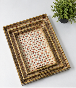MDF Enamel Floral Serving Tray Handmade Indian <b>Decorative</b> Rectangular Tray for Home Hotel Restaurant Wedding Wholesale - Product Image 4
