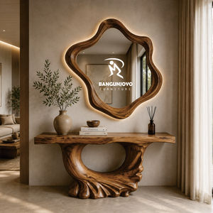 Trendy Modern Wooden <b>Console</b> <b>Table</b> & Modern Mirror Wall Decor - Product Image 1