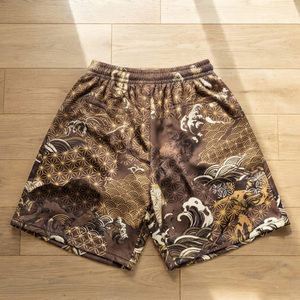 Shorts de skate sublimés pour hommes, taille mi-haute à cordon de serrage, style streetwear décontracté, en molleton épais, pour l'hiver - Product Image 2