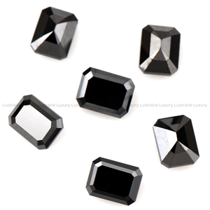 Diamante natural de corte esmeralda, negro oscuro opaco, de 6.00 x 4.00 mm, calibrado, para la fabricación de joyas como anillos, bandas y colgantes. - Product Image 2