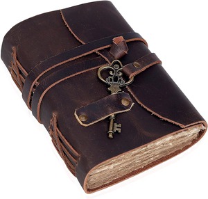 Diario de Cuero para Mujeres y Hombres, Cuaderno de Cuero con Papel de Borde Irregular de 180 GSM, Diario de las Sombras en Blanco - Product Image 2