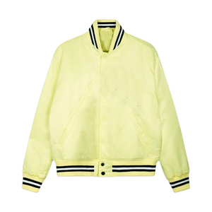 Blouson Bomber Unisexe Vintage Sportif en Satin, Style Universitaire, Printemps, Décontracté, Fermeture Boutonnée, Broderie - Product Image 1