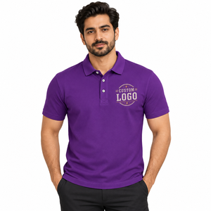 Polo de Manga Corta Negro Sólido para Hombre, Camiseta Casual de Punto con Cuello de Botones, Polo de Algodón de Manga Corta para Hombre - Casual de Verano - Product Image 2
