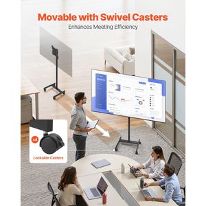 Supporto TV Portatile su Ruote per Schermi da 17-55 Pollici, Capacità 20 kg, da Orientamento Verticale a Orizzontale - Product Image 3