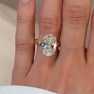 Trendy Design 6.0Ct Oval Cut <b>Engagement</b> <b>Ring</b> for Women Lab Grown Diamond <b>Ring</b> D Color VVS Clarity Gold Plated <b>Sterling</b> <b>Silver</b> - Product Image 3