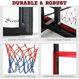 Kit Canestro da Basket a Parete 43'' x 30'' con Tabellone Antiurto, Supporto Resistente e Cerchio e Rete per Tutte le Condizioni Atmosferiche - Product Image 5