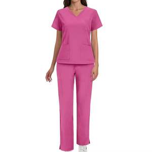 Ensemble d'uniformes d'hôpital et de laboratoire pour infirmières, style américain, col en V, tissu tricoté, doux au toucher, séchage rapide, comprenant un haut et un pantalon de travail - Product Image 6