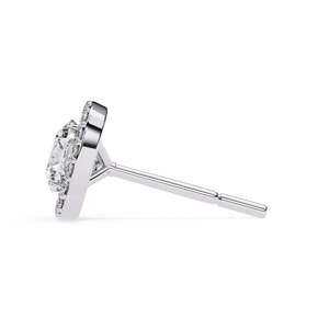 Pendientes de Diamantes con Corte Cushion y Halo, Plata de Ley 925, 1 Ct en Total, 5.5 mm en el Centro, 1.1 mm en los Laterales, Joyería Fina - Product Image 5