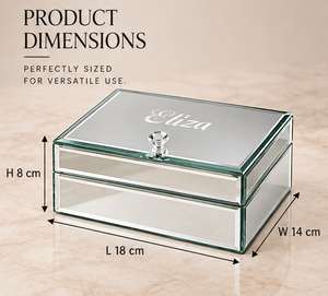 Crystal <b>Mirror</b> Glass <b>Jewelry</b> <b>Storage</b> Box with Crystal Knob Glossy Finish Soft Lining Decorative Keepsake and Vanity Organizer - Product Image 2