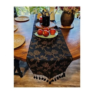 Customizable 100% Organic Cotton Mustard White Combo Embroidered GOTS Factory Wedding Party Linen Modern Waterproof <b>Table</b> <b>Runner</b> - Product Image 4