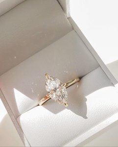 Bague en moissanite taille marquise plaquée or 18 carats, bague de fiançailles solitaire, alternative au diamant, bague de mariage pour femme - Product Image 4