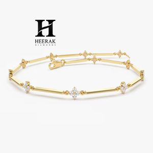 Pulsera de Eslabones Personalizada de Oro 14K con Diamantes, Estación de Clústeres de Diamantes Cultivados en Laboratorio, Fabricante Mayorista de Joyería - Product Image 3