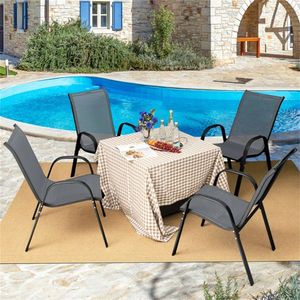 Ergonomic Gray Patio <b>Dining</b> <b>Chairs</b> 2 Pack <b>Stackable</b> Steel Frame with Breathable Fabric 330 LBS Capacity Outdoor <b>Chairs</b> - Product Image 2