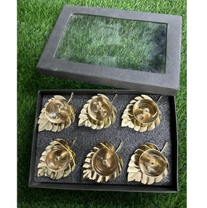 Brass Iron Made Multicolour Lotus Diya with Display Box Packing Set Of 6 Pcs - Product Image 3