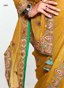 Sari vintage inspiré de Bollywood avec broderies, tenue indienne traditionnelle pour femmes, parfait pour les mariées, les fêtes - Product Image 2