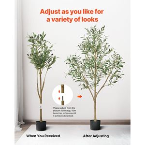 Árbol de Olivo Artificial de 1.5 Metros de Altura con Hojas Verdes Realistas y Frutos, Maceta Negra, Árbol Artificial de Interior con Tronco de Madera Natural - Product Image 6