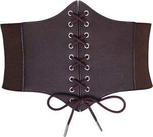 Cinturón Corsé Gótico Oscuro con Cordones para Mujer, Cinturón Ancho de Cuero PU, Cinturón Ajustable para Vestido - Product Image 3