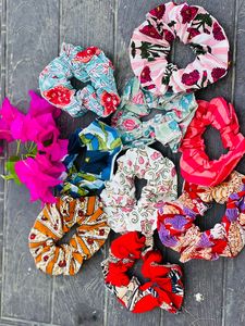 Chouchous en coton de couleurs assorties, faits à la main, élastiques, imprimés, pour queues de cheval, accessoires capillaires doux - Product Image 3
