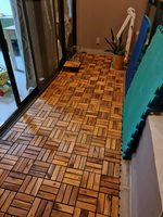 Dalles de terrasse en composite brossé imperméables à emboîtement, couleur marron, pour revêtement de sol extérieur, finition teck, 300 x 300 mm