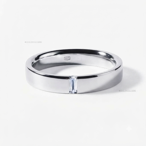 Factory Wholesale High Quality Trendy Unisex Gift Jewelry Geometric Bezel Baguette Cut Zircon <b>925</b> <b>Sterling</b> <b>Silver</b> <b>Ring</b> - Product Image 2