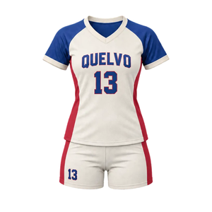 Maillot et short de football pour femmes, col en V, uniforme de sublimation personnalisé, kit d'équipe de football, bande latérale incurvée, taille élastique, respirant, professionnel - Product Image 1