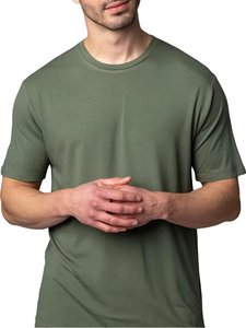 Camiseta de Cuello Redondo para Hombre, Color Verde Oliva, 100% Algodón, Manga Corta, Informal, Color Sólido, Transpirable, Ligera, para Verano - Product Image 6
