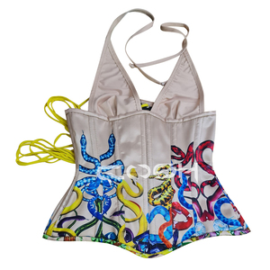 Conjunto de 2 piezas con estampado de serpiente personalizado: Corsé halter overbust OEM y leggings de cintura alta ajustados, atuendo de streetwear - Product Image 1