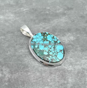 Hot Selling 925 Solid Silver Rectangle Turquoise <b>Pendant</b> <b>Fine</b> Women's <b>Necklace</b> with Gemstone Hot Selling Turquoise <b>Pendant</b> - Product Image 5