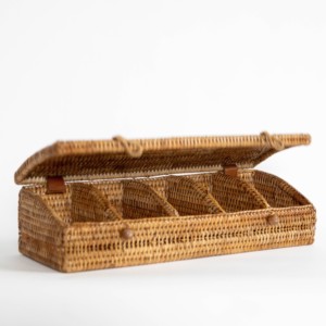 Hight Quality <b>Tea</b> <b>Box</b> 100% Natural Rattan Wicker <b>Tea</b> Caddy Luxury Bag for Home Decoration OEM Accepted - Product Image 2