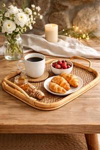 Plateau en rotin de style élégant, idéal pour la décoration intérieure, la salle de bain et les accessoires de coiffeuse, vente en gros depuis l'Inde - Product Image 3