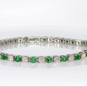 Natural Emerald Zircon Sterling Silver 24K Gold Plated Charm <b>Bracelet</b> Luxury Fine Jewelry Customized Design Elegant Women's Gift - Product Image 1