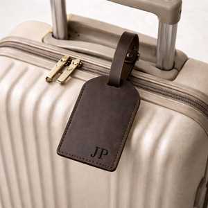 Luxury Real Leather Luggage Tags Privacy Shield Travel Bag Tags Custom Logo Suitcase <b>Labels</b> Manufacturer LMP-0210 - Product Image 2