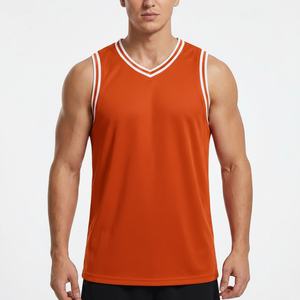 Camiseta de baloncesto sin mangas para hombre con aberturas anchas en los brazos, de malla transpirable, máxima movilidad, top deportivo, venta al por mayor - Product Image 1