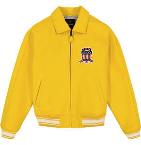 Giacca Avirex in Vera Pelle di Vacchetta 100% di Marca USA, Colore Giallo, Personalizzabile in Colore e Taglia, Giacche Invernali in Pelle Avirex per Uomo - Product Image 3