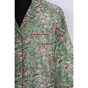 เดรสเชิ้ตผ้าฝ้ายแท้ 100% คอวี แขน 3/4 ติดกระดุมด้านหน้า สไตล์เซ็กซี่เข้ารูปทรงบอดี้คอน เหมาะสำหรับงานกลางคืนหรืองานทางการ ลายพิมพ์บล็อกด้านหน้า - Product Image 3