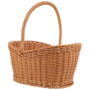 New Fashion Elegant Rattan Handicraft <b>Storage</b> <b>Basket</b> with Handle Modern Stylish Beige Eco-Friendly for Fruit <b>Vegetable</b> Flower - Product Image 4