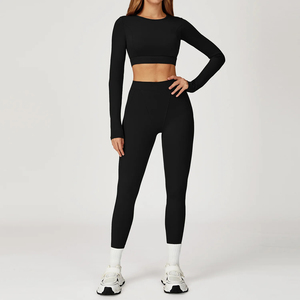 Conjunto Deportivo para Mujer, Camiseta Deportiva de Manga Larga y Pantalones de Entrenamiento, 2 Piezas, Ropa de Yoga en Talla XL, Traje Deportivo para Correr - Product Image 6