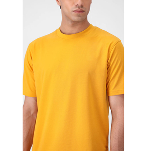 T-shirt pour homme, coupe classique, jaune, tricoté, 100% coton, respirant, col rond, manches courtes, logo personnalisé, écologique, uni - Product Image 2