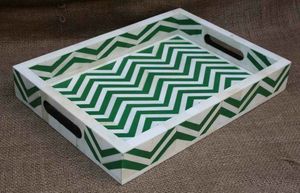 Luxury Handmade Bone Inlay Art Deco Serving Tray From India Eco-Friendly Wedding Birthday <b>Microwave</b> Safe Lightweight - Product Image 2