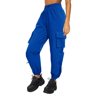 Pantalon cargo beige pour femme, coupe droite, taille haute, respirant, style streetwear décontracté d'été, ample, utilitaire avec poches, OEM - Product Image 6