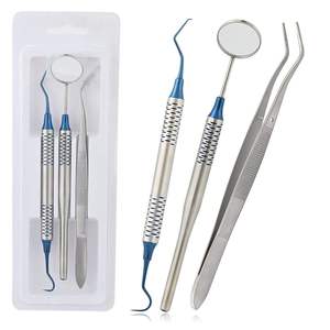 Kit d'examen dentaire 3 pièces avec miroir, sonde et pincettes à revêtement arc-en-ciel - Product Image 5