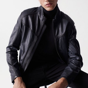 High Street Style Men's Genuine <b>Leather</b> Varsity <b>Jacket</b>-Lightweight 320g Vintage Style OEM Service - Product Image 5