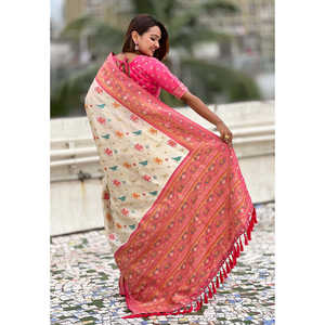 Sari Patola Leheriya de Seda Suave con Tejidos Zari en Contraste, Vestido de Noche Elegante, Marca Elite Weaves, 700g - Product Image 3