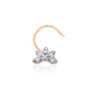 Anneau de nez en or blanc 18 carats massif pour femme, avec diamant naturel rond, piercing de luxe, cadeau idéal pour anniversaire, usage quotidien ou religieux - Product Image 2