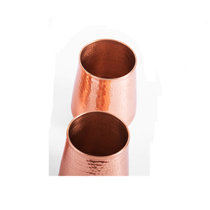 Gobelet en cuivre martelé à corps arrondi, texture à fossettes fines, large ouverture, récipient à boisson en métal pour la maison, la salle à manger, le bar et l'hôpital - Product Image 5