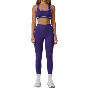 Ensemble de yoga 4 pièces vert lime, legging taille mi-haute, brassière de sport dos nageur, bordure contrastante sans couture, longueur intégrale, grande taille, respirant - Product Image 6