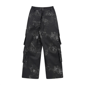 Pantalon cargo vintage délavé, style streetwear ample, pantalon cargo en coton, pantalon cargo utilitaire multi-poches en twill - Product Image 5