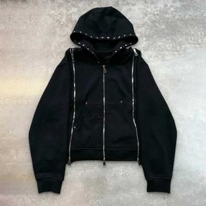 Custom Y2K tachonado con cremallera Sudadera con capucha y Jogger Set | Unisex Streetwear Chándal de dos piezas - Product Image 3