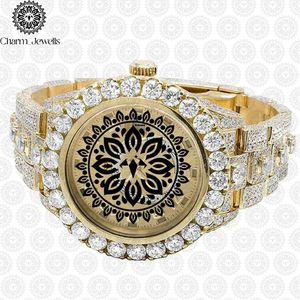 Charm_Jewells Men's Luxury Stainless Steel <b>Watch</b> 42mm Tonneau <b>Case</b> Diamond Encrusted Hollow Dial Analog Quartz Movement - Product Image 3